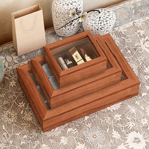 Wooden Desktop Organizer With Flip Lid Storage <b>Box</b> For Jewelry And Small Items Natural Wood Color - Product Image 3