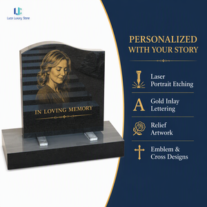 Set Monumento in Granito Nero Galaxy Luca |   Lapide a Mezza Serpente Lucidata a Specchio con Base Verticale, Commemorativa Cimiteriale, Su Misura - Product Image 5
