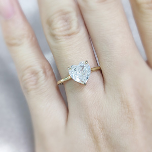 Gioielli personalizzati in oro reale in tinta unita 10K 14K 18K Solitaire VVS diamanti taglio cuore rosa Moissanite anelli da donna - Product Image 2