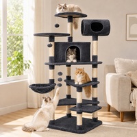Arbre à chat multi-étages en gros de 165 cm avec tube, niche, hamac et poteau à gratter en sisal pour plusieurs chats