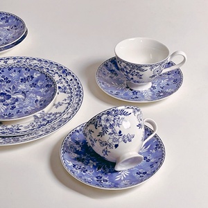 Offre Spéciale : Ensemble Tasse et Soucoupe à Café en Porcelaine Bleue Style Rétro Français 220ml – Écologique pour le Thé de l'Après-midi - Product Image 4