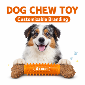 耐用环保的豪华 TPR 狗用咀嚼玩具，带纹理齿纹和骨状末端，可定制徽标，带尖刺握把，适合幼犬和大型犬 - Product Image 1