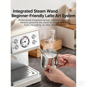 <span class=keywords><strong>Machine</strong></span> à <span class=keywords><strong>expresso</strong></span> semi-automatique à une touche en acier inoxydable avec thermomètre visuel, plateau chauffant et moulin <span class=keywords><strong>intégré</strong></span>, 16-20 tasses, pour hôtels et foyers - Product Image 4
