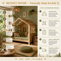 Ensemble de chambre enfant personnalisé en tatami naturel, armoire en chêne, bureau en rotin |   Style Forêt Biophilique |   Usine écologique OEM