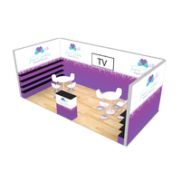 Stand d'exposition modulaire réutilisable avec étagères et fond lumineux 10x20, présentoir portable pour salon professionnel