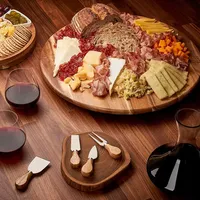 Plateau tournant en bois d'acacia, plateau de Table à manger, plateau rond en bois pour servir le vin, le fromage et la viande