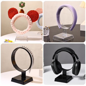 <b>Headband</b> Rack <b>Plastic</b> Detachable Hairband Display Stand For Hair Accessories Jewelry Daily Use Multifunctional Transparent Black - Product Image 1