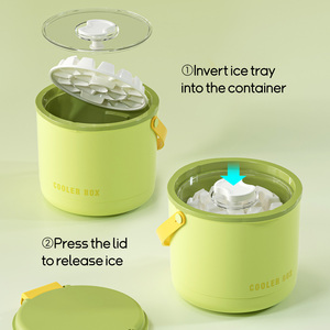 Été DIY Ice Block moule Set de 2 réfrigérateurs 64 plateaux à glaçons en plastique avec couvercle et poubelle - Product Image 2