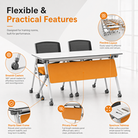 Table de formation modulaire extensible moderne avec structure métallique et roulettes pour projets commerciaux, bureaux et salles de classe