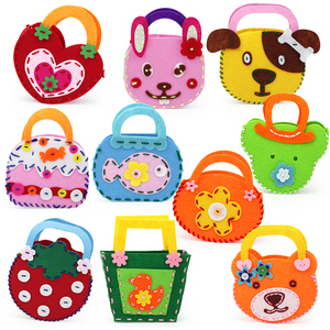 ชุดงานฝีมือขนสัตว์สำหรับเด็ก-DIY กระเป๋าถือและกระเป๋าผ้าสักหลาดเย็บของเล่นเพื่อการศึกษาสำหรับเด็กอายุ 4-6 ปีของขวัญ SHJ - Product Image 4