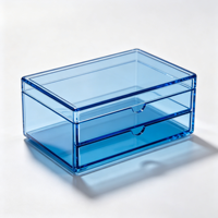 Boîte de rangement de bureau en acrylique transparente et chaleureuse, organiseur de papeterie multi-compartiments pour la décoration esthétique des bureaux d'étudiants et de bureau