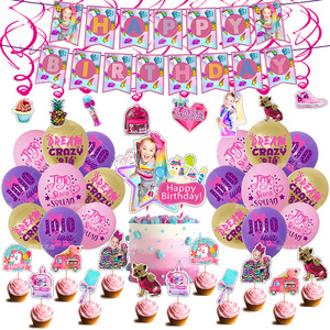Décorations de fête <span class=keywords><strong>JoJo</strong></span>, fournitures pour fête d'anniversaire <span class=keywords><strong>JoJo</strong></span>, comprenant une bannière, des ballons, un topper pour gâteau et cupcakes, pour filles, thème Siwa. - Product Image 1