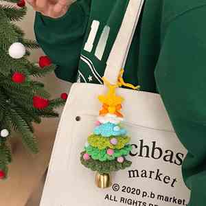 Dopamined Christmas Bell Ornament Colorful Knitted Yarn <b>Plush</b> Soft Tree Car Hanging Pendant Handmade Keychain Holiday Accessory - Product Image 4