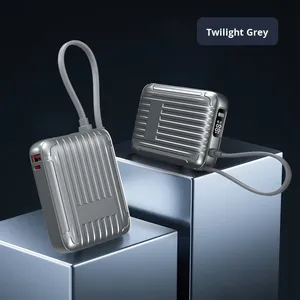 Cargador Portátil Mini Palm Power Bank Plateado con Textura de Fábrica, Cable Desmontable Universal, Carga Rápida PD, Multi-Puerto - Product Image 6