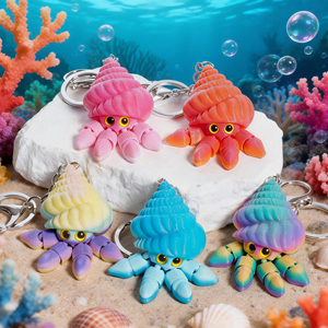 Vashine 3D Heremietkreeft Sleutelhanger Zee Dieren Souvenir Flexibel Kristal Kleurrijk 3D Geprint Heremietkreeft Kinderen Cartoon Tas Charm - Product Image 1