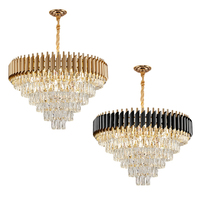 Lustre suspendu LED moderne nordique en cristal K9 de luxe doré, réglable en hauteur et à intensité variable, pour intérieur