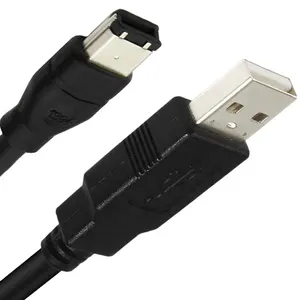 Firewire IEEE 1394 6 Pin Male to USB 2.0 A Male Adaptor Convertor Cable Cord for High Definition Video and Audio Transmission