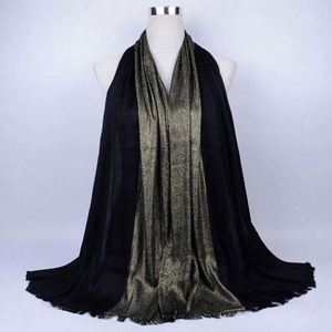 Hot Selling Women Spring Gold Muslim <b>Hijab</b> Shimmer Glitter Long Viscose Scarf - Product Image 5