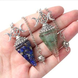 Piedra preciosa de cristal Hexagonal facetado péndulos puntiagudos Reiki Chakra colgante péndulo para radiestesia adivinación espiritual - Product Image 6