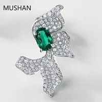 MUSHAN Schmuck Feine S925 Sterling Silber Ohrstecker für Damen mit Labor-Gezüchteten Smaragden Übertriebene Blumen-Ohrringe Großhandel