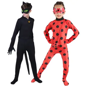 Grosir kostum untuk bayi perempuan superhero-Kostum Anime Halloween Anak Dewasa, Kostum Bug Kucing Hitam Gadis Bug Dupain-Cheng, Ketat Marinette Ketat