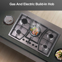 Appareils de cuisine 5 brûleurs, allumage électronique, cuisinière à gaz, cuisinière à gaz, table de cuisson, cuisinière à gaz domestique en acier inoxydable
