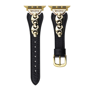 Nouveau produit <span class=keywords><strong>Bracelet</strong></span> de montre en <span class=keywords><strong>cuir</strong></span> tanné végétal en métal en forme de D pour femmes <span class=keywords><strong>Bracelet</strong></span> en <span class=keywords><strong>cuir</strong></span> véritable pour <span class=keywords><strong>Apple</strong></span> <span class=keywords><strong>Watch</strong></span> 10 - Product Image 4