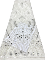 NI.AI Nouveaux Tissus Textiles Style Perlé Dentelle Filetée à Paillettes pour Robes de Mariage