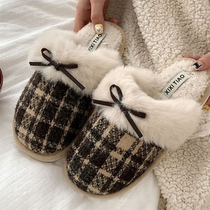 รองเท้าแตะลำลองฤดูหนาวแบบใหม่ น่ารักประดับโบว์  วัสดุ PVC ชุดคู่รัก - Product Image 1