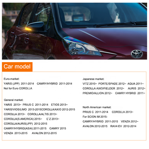 Feux clignotants réflecteurs de rétroviseurs latéraux à LED pour Toyota AURIS AQUA PRIUS VITZ AVALON CAMRY - Product Image 6