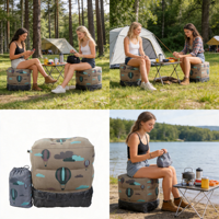 Repose-pieds gonflable pour le camping en plein air, pouf portable avec pompe à air pour les voyages, la randonnée, le pique-nique, siège gonflable multi-usages