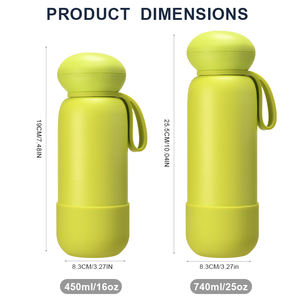 Beiv double paroi en acier inoxydable 316 anti-fuite sous vide 16oz 25oz mignon bouteille d'eau tasses avec botte en <span class=keywords><strong>silicone</strong></span> et poignée corde - Product Image 4