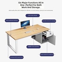 Ensemble de chaises de bureau minimalistes pour employés - Bureau d'ordinateur individuel/double avec tiroirs de rangement, aucun assemblage requis