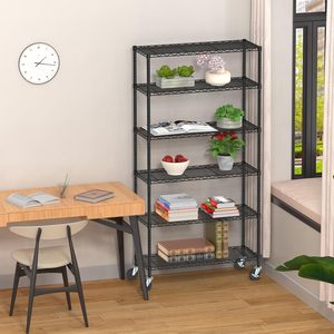 Folews 6-Tier Cán Kim Loại lưu trữ kệ có thể điều chỉnh dây Kệ Rack Organizer tiện ích lưu trữ đơn vị cho nhà bếp nhà để xe - Product Image 2