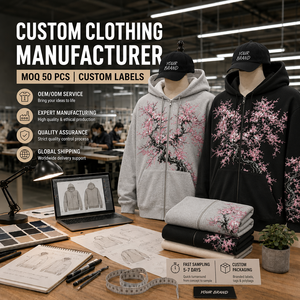 Fabricante de Ropa, Sudadera con Capucha Extra Grande para Hombre, Personalizada, Estilo Y2K Grunge, con Estampado Floral de Flores de Cerezo Sakura, Cierre Completo - Product Image 1