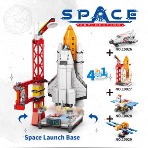 ELI TOYS Ensemble de blocs de construction éducatifs 4-en-1 : <span class=keywords><strong>Navette</strong></span> <span class=keywords><strong>spatiale</strong></span> et base de lancement, 1152 pièces, <span class=keywords><strong>jouet</strong></span> de construction électronique en ABS - Product Image 1