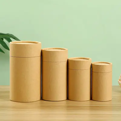 Custom Jar Tube Verpackung Biologisch abbaubare Tee Kraft papier Papp röhre für Pulver mit Custom ized Deckel Zylinder Papier röhre