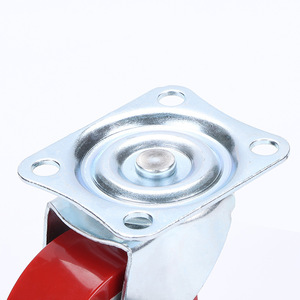 2.5 Inch Pu Swivel Caster With Brake Flat Bottom Maroon Wheel For Trolleys Refrigerator - Product Image 1