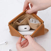 Pochette Organisateur à Fermeture Rapide en Cuir PU, Sac Numérique Portable, Étui de Rangement pour Câbles de Données, Écouteurs et Chargeurs, Mini Protecteur de Voyage
