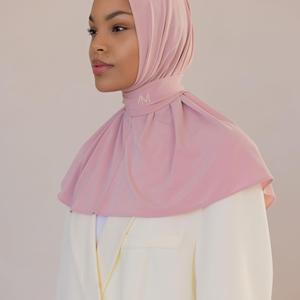 Pañuelo de Jersey Prémium Marca Merrachi, Hiyab Instantáneo, Gorro <span class=keywords><strong>Ninja</strong></span> con Banda y Botón, Hiyab con Botón Frontal, Hiyab Aslila - Product Image 5