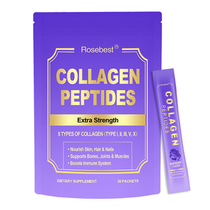 Poudre de peptides de collagène multi-sources en sachet, complément alimentaire pour la peau, les cheveux et les ongles, et anti-âge avec vitamines C et E - Product Image 1