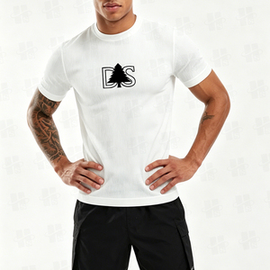 Camiseta Deportiva Personalizada con Estampado a Base de Agua, 180 g/m², Corte Ajustado, para Hombre, Estilo Clásico, Cuello Alto con Raya Vertical - Product Image 2