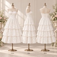 Robe midi pour femme OEM, jacquard floral, jupe à volants, bretelles spaghetti, col cœur, robe midi pour occasions spéciales