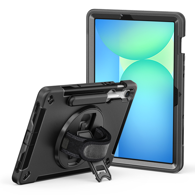 360 Rotatable Functional Sweat-Resistant Hand Strap TPU + PC Tablet Case for Samsung Galaxy Tab S10 FE 11 Inch Case SM-X526