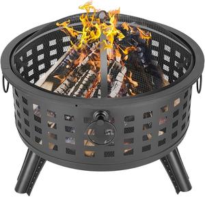Cesta de barbacoa multifuncional de acero redonda para camping, parrillas para fogatas, venta al por mayor de fábrica - Product Image 1
