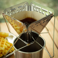 Ensemble bouilloire de camping portable d'extérieur en acier inoxydable avec entonnoir pliable, filtres à café et tasse pour café artisanal