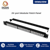 Panel Patch Modular 24-Port 1U 19 Inch Rack Mount CAT6 CAT6A UTP STP RJ45 dengan Braket Manajemen Kabel