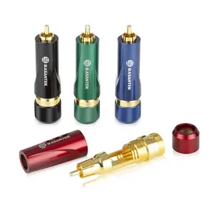 RASANTEK Hifi Audio Interconnect Cable Jack 24K Gold Plated Pure Copper Solder Male RCA Plug