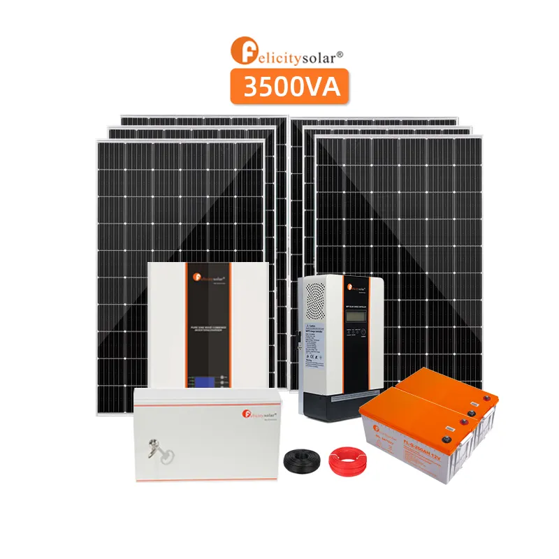 Felicitysolar-sistema de energía solar de alta potencia, 3Kw, kit solar con accesorios