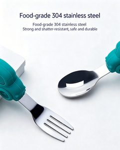 Juego <span class=keywords><strong>de</strong></span> Cuchara y Tenedor <span class=keywords><strong>de</strong></span> Silicona para Bebés, Libres <span class=keywords><strong>de</strong></span> BPA, Seguros y Suaves, para la Primera Etapa <span class=keywords><strong>de</strong></span> <span class=keywords><strong>Aprendizaje</strong></span>, con Diseño Anti-Asfixia - Product Image 3